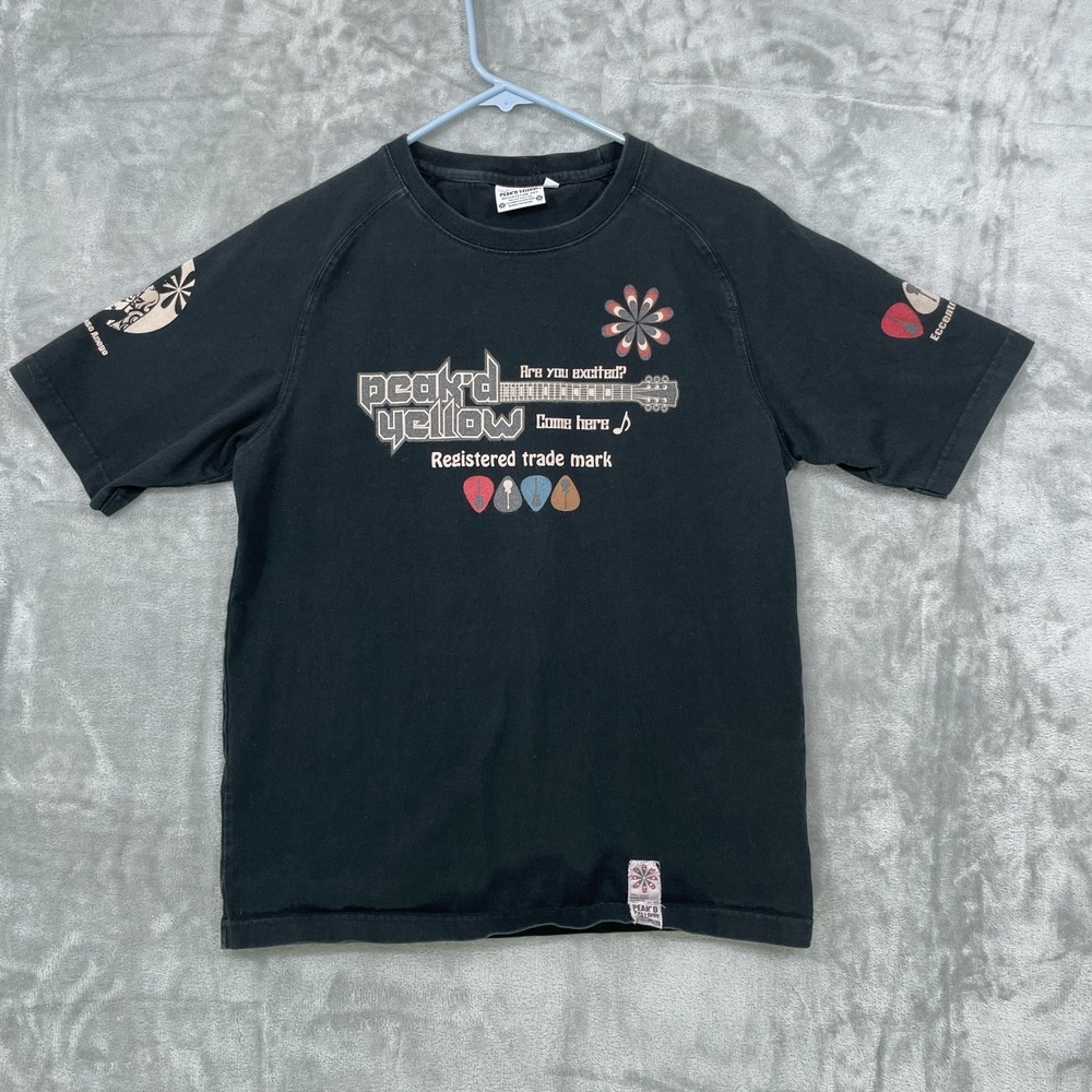 PEAK'D YELLOW Graphic T-Shirt 40 (S?) Japanese Biker Funky Goth Grunge Punk Rock